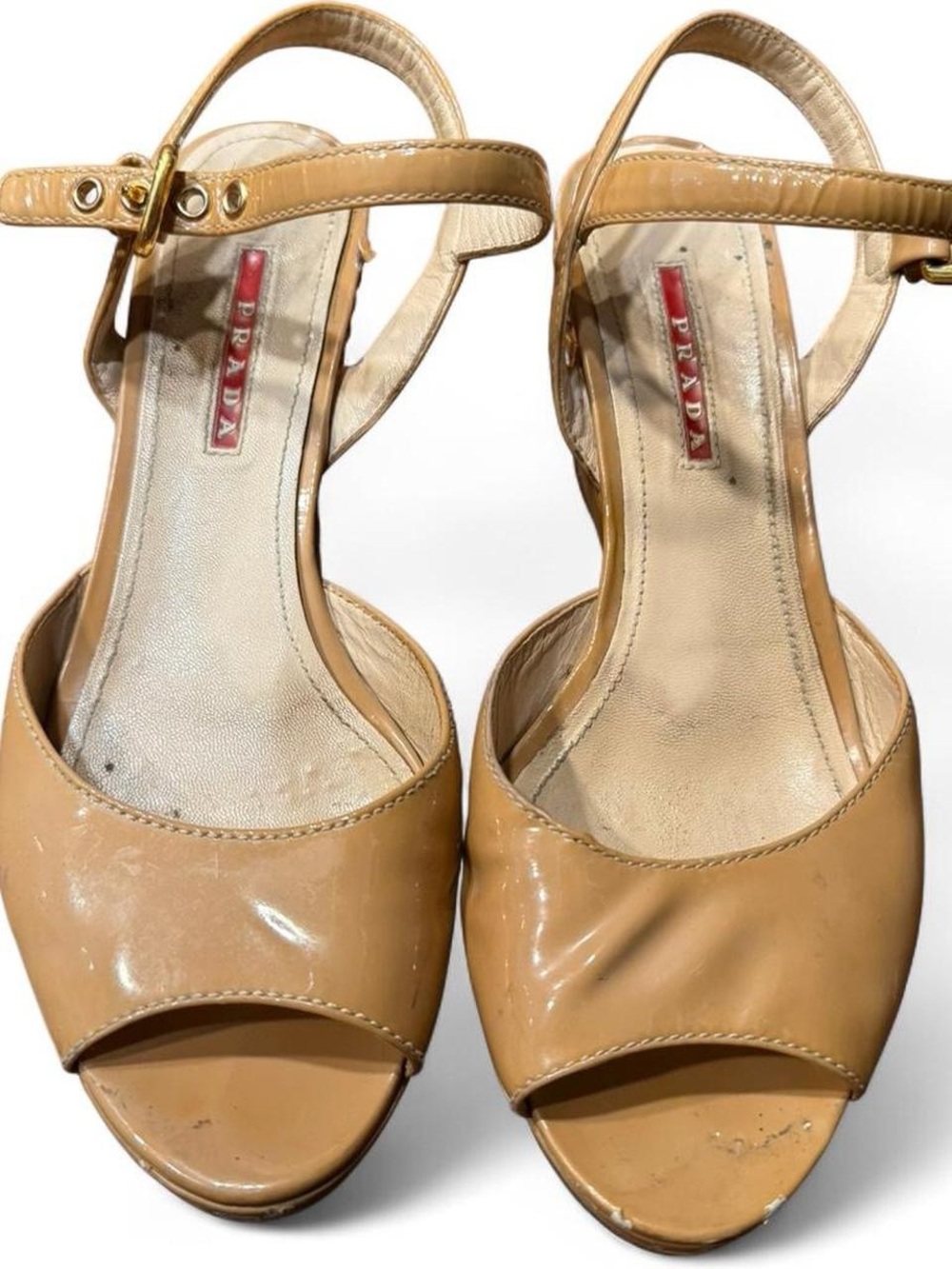 Y2K Prada Vernice Patent Leather Wedge Sandal